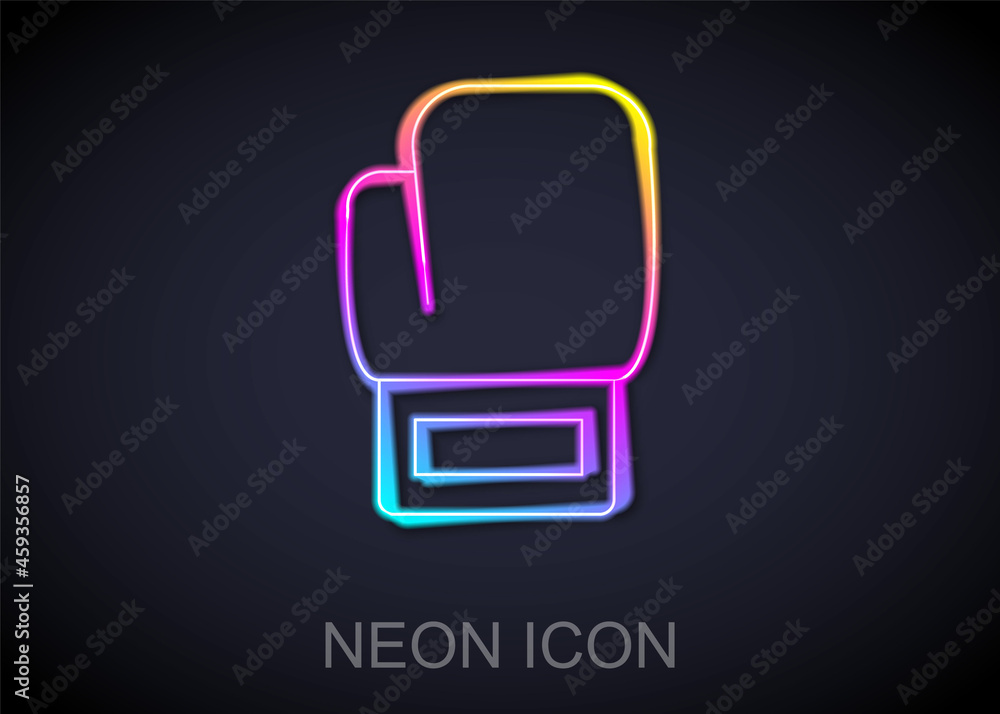 Glowing neon line Boxing glove icon isolated on black background. Vector Glowing neon line Boxing glove icon isolated on black background. Vector