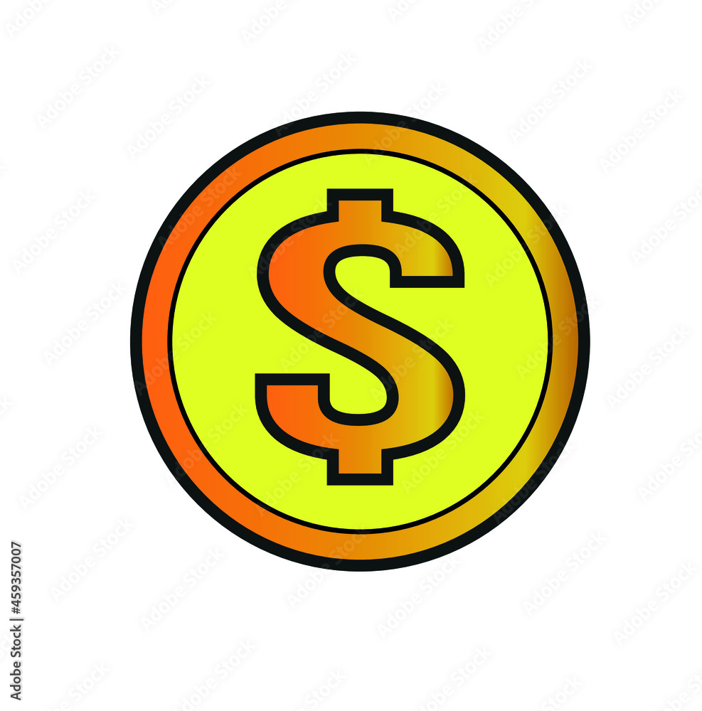 Dollar coin icon on white background. Vector illustration. Dollar coin icon on white background. Vector illustration.