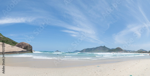 Mountain known as "pedra do Pontal", located on Praia do Pontal in the district of Recreio dos Bandeirantes, Rio de Janeiro, Brazil.