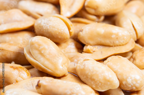 Close-up image of Arranged peanuts peeled