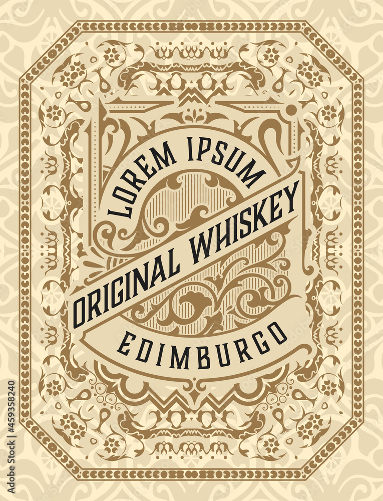 Whiskey label with old frames