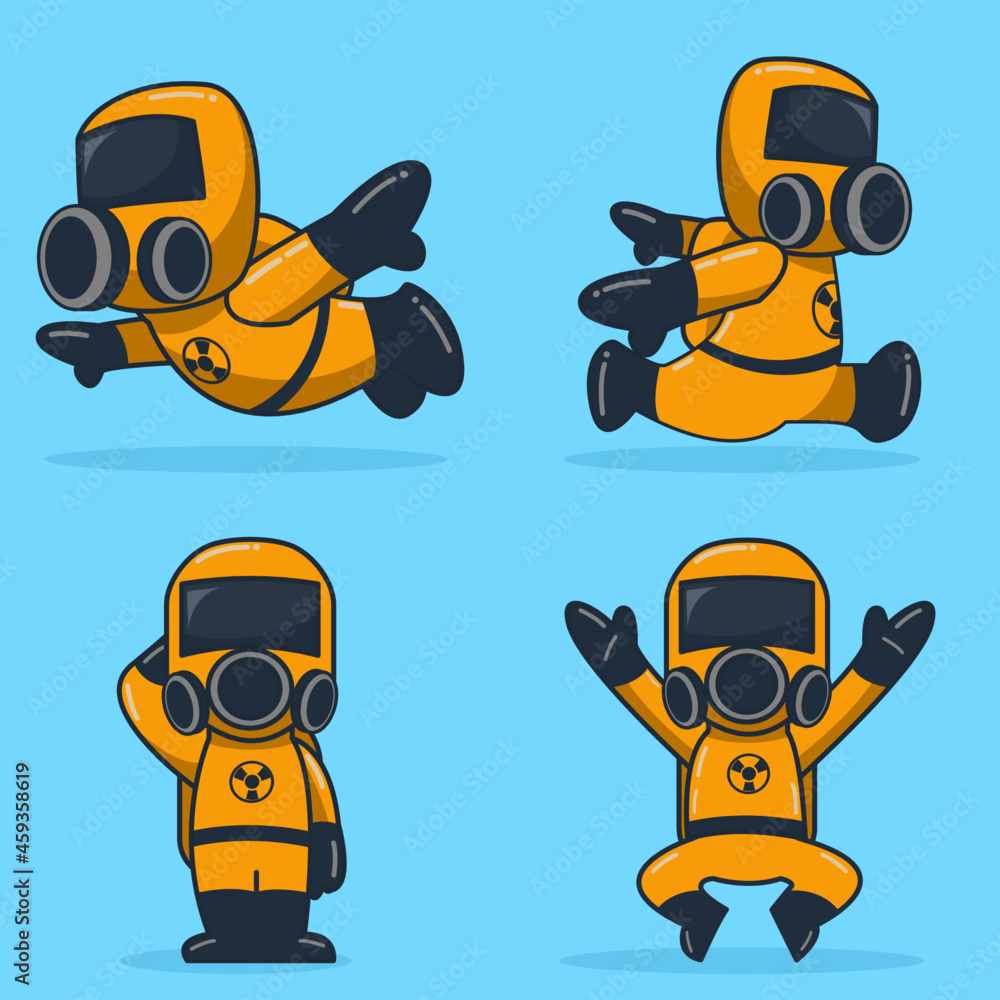 cute and adorable radio active suit mascot set