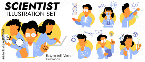 high quality scientist Illustration set