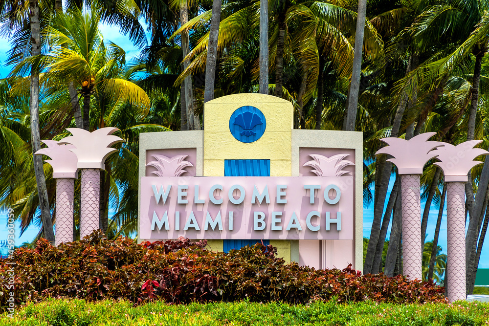 Obraz premium Welcome to Miami Beach road sign