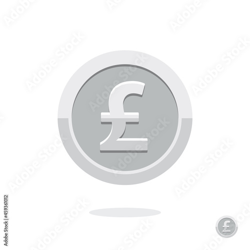 Pound sign. Coin icon. English currency pound. Vector money symbol. Bank payment symbol. Silver coin. Silver pound. World economics. Finance symbol. Currency symbol. Currency exchange. Pound money.