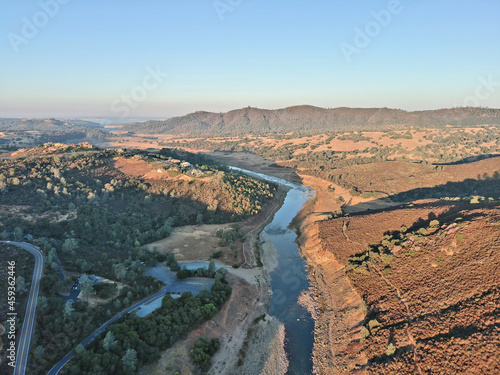 South Fork of the American River under severe drought. Usually navigable by small craft it is nothing more than a trickle. 