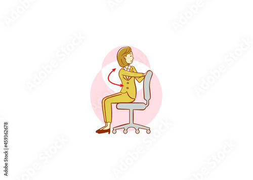 座って上半身のストレッチ