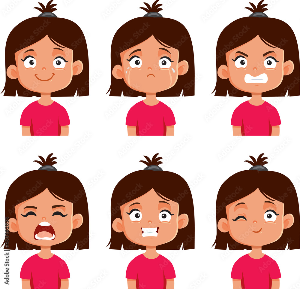 Face Expressions of a Little Toddler Girl Vector Cartoon Face Expressions of a Little Toddler Girl Vector Cartoon