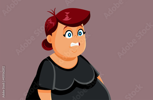 Shocked Plus Size Woman Looking Terrified Vector Cartoon