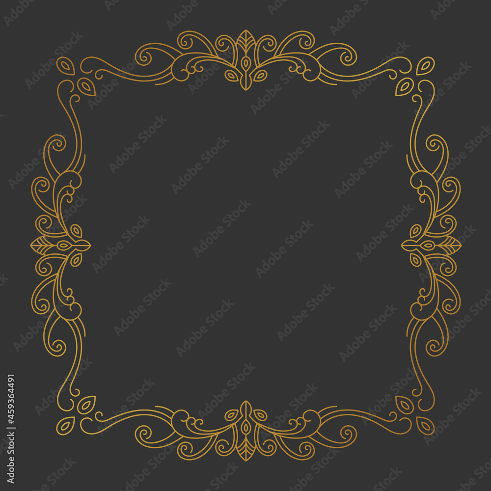 Golden floral artistic frame border design background. - Vector.