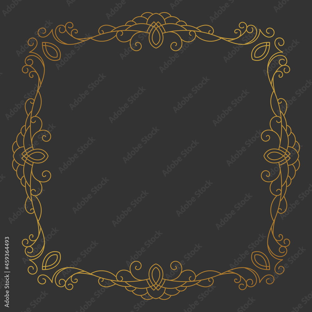 Golden floral artistic frame border design background. - Vector.