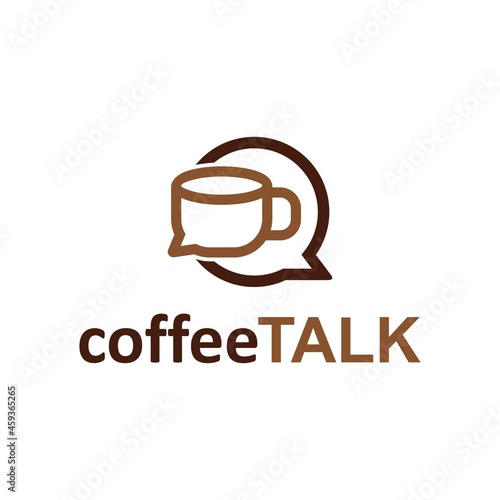 coffee talk chat cup logo vector icon illustration