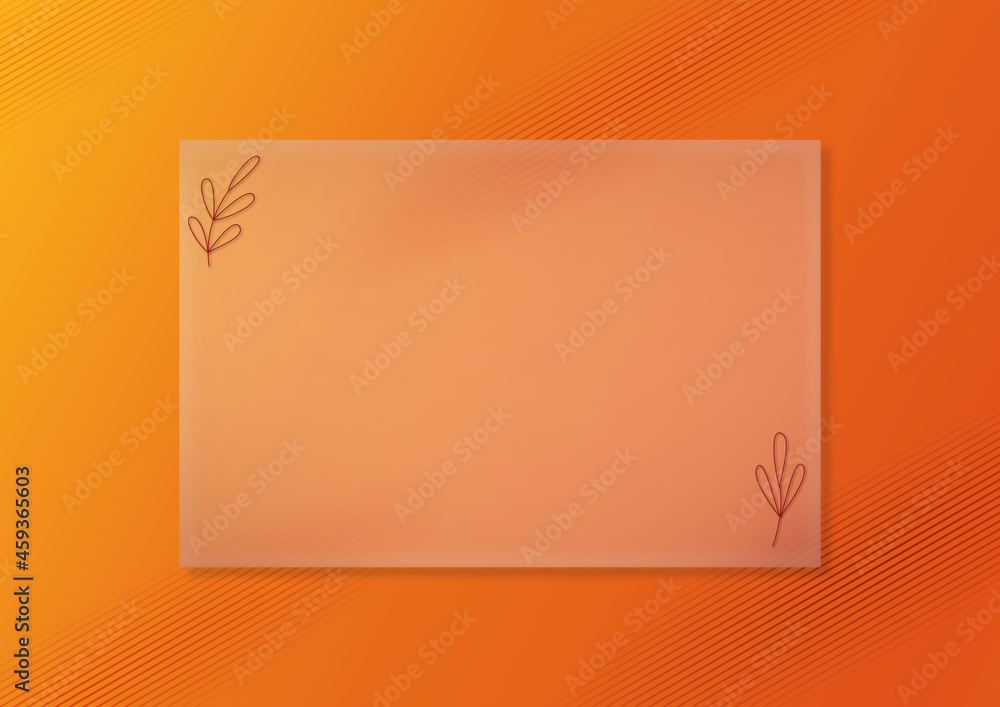 Obraz premium Gradientowe pomarańczowe tło w jesiennym klimacie. Soczyste, dodające energi kolory. Tło do prezentacji. Półprzezroczysta szklana płaszczyzna, miejsce na tekst lub produkt.
