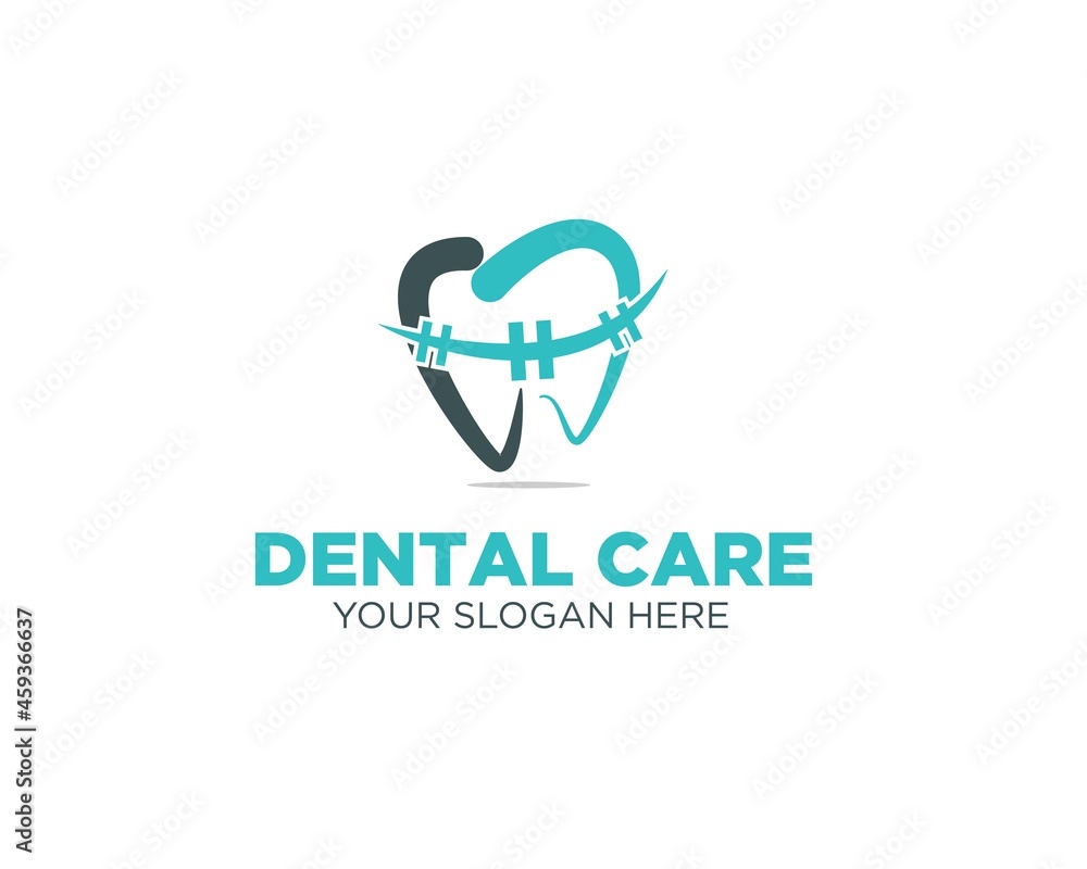 braces dental logo designs for health service and clinic or hospital