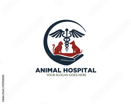 caduceus animal care logo designs for pet care service and protection