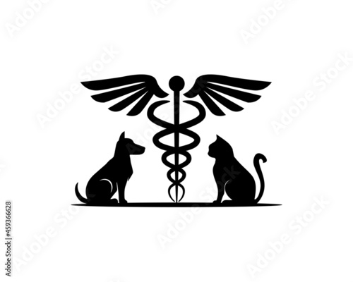 caduceus animal care logo designs for pet care service and protection