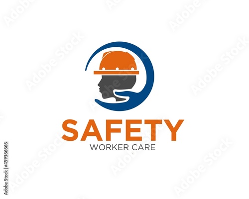 worker insurance logo design for protection health in the construction