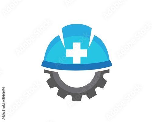 worker insurance logo design for protection health in the construction