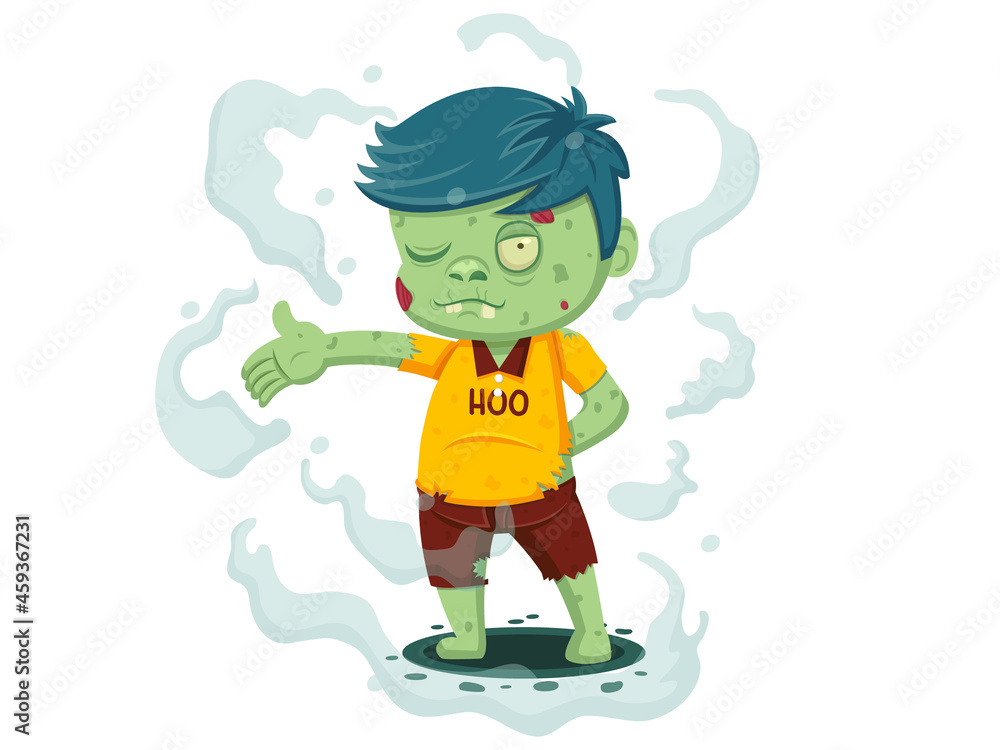 Vector illustration of Cartoon Zombie. Character zombie halloween day