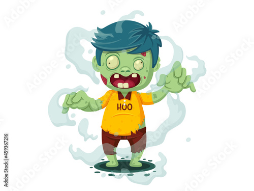 Vector illustration of Cartoon Zombie. Character zombie halloween day