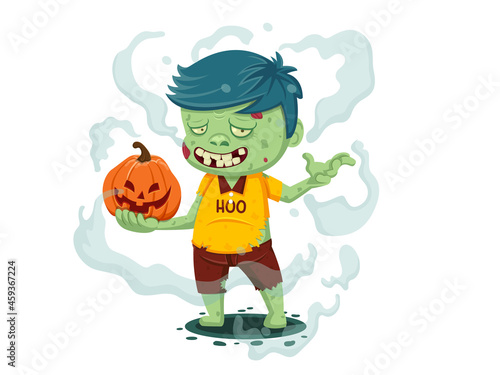 Vector illustration of Cartoon Zombie. Character zombie halloween day