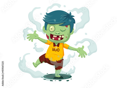Vector illustration of Cartoon Zombie. Character zombie halloween day