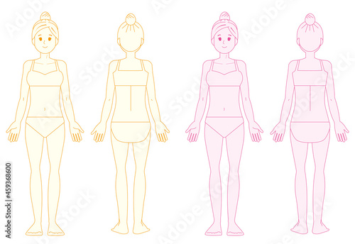 女性の全身イラスト　 美容　 ベクターイラスト