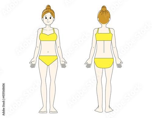 女性の全身イラスト　 美容　 ベクターイラスト