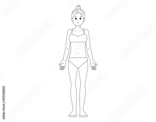 女性の全身イラスト　 美容　 ベクターイラスト