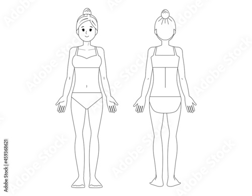 女性の全身イラスト　 美容　 ベクターイラスト