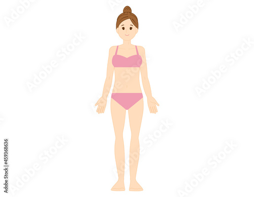 女性の全身イラスト　 美容　 ベクターイラスト