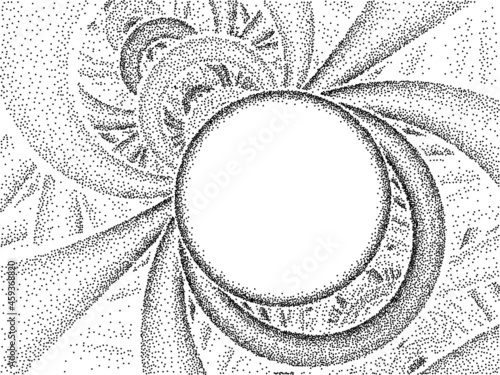 Vector abstract background and copy space, dotwork style.