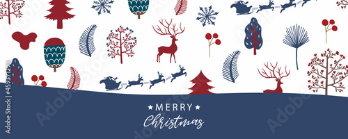 Collection of winter background set with tree,raindeer,flower,leaves.Editable vector illustration for christmas invitation,postcard and website banner