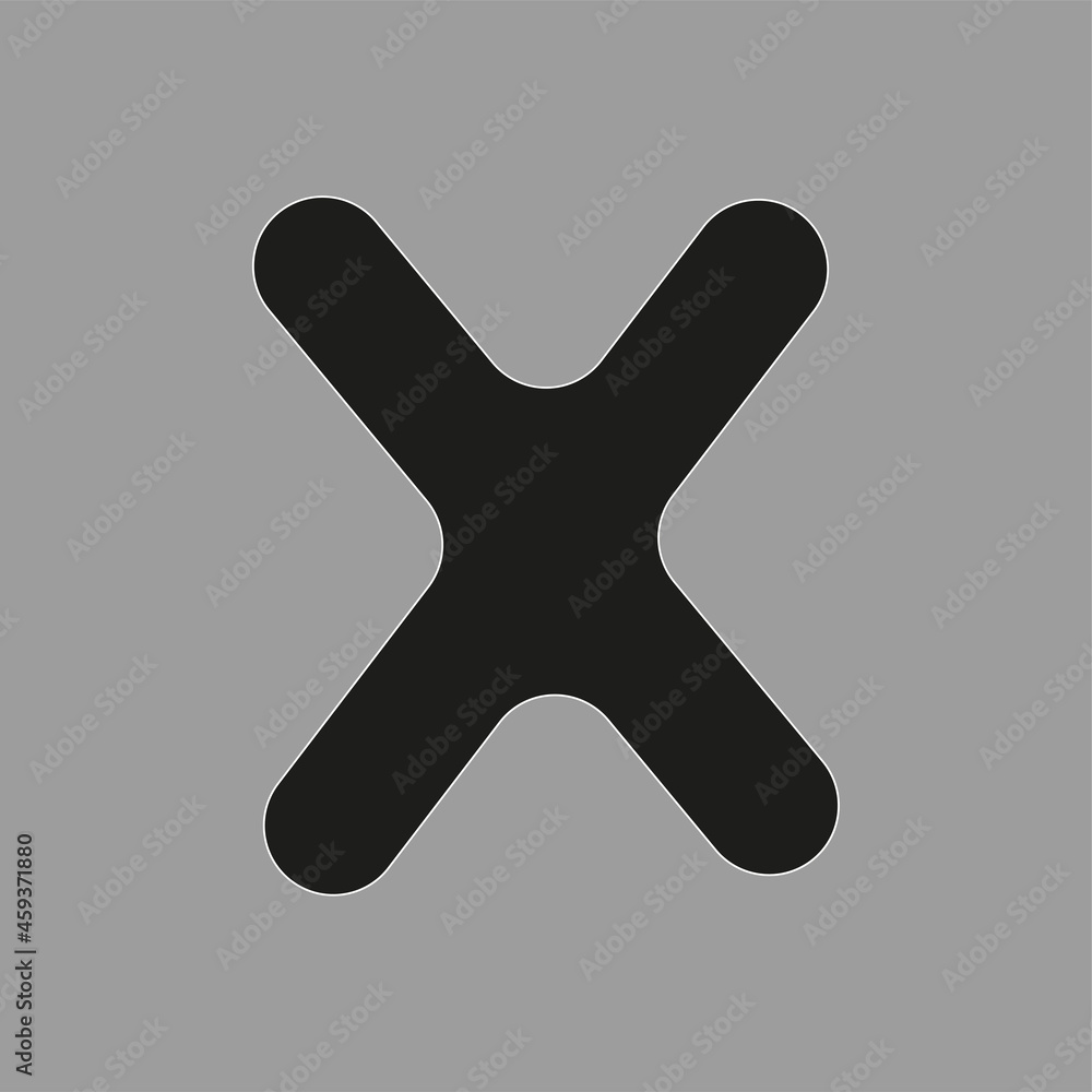 Grunge letter x icon. Black sign on gray background. Line art. Abstract brush drawing. Vector illustration. Stock image. Grunge letter x icon. Black sign on gray background. Line art. Abstract brush drawing. Vector illustration. Stock image.