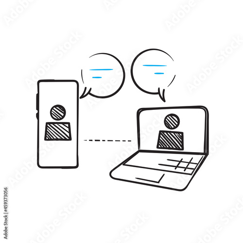 hand drawn doodle remote work jobs illustration icon isolated