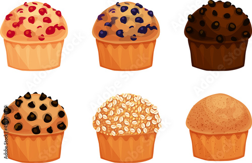 Muffins Isolated Vector Illustrations