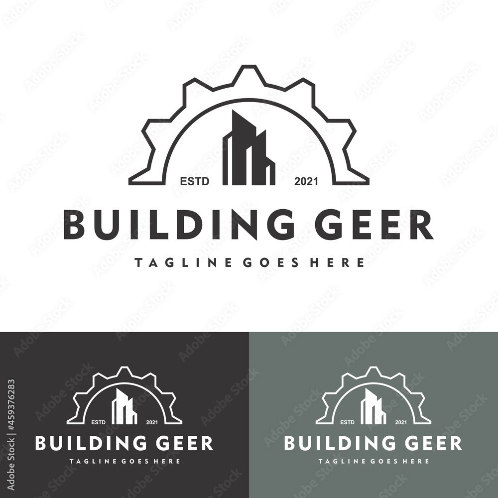 Building Architect construction logo gear vector illustration design Building Architect construction logo gear vector illustration design