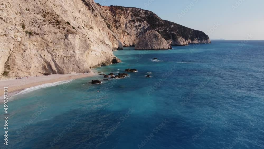 Epic beach location of Porto Katsiki under precipitous cliffs, Greece Epic beach location of Porto Katsiki under precipitous cliffs, Greece