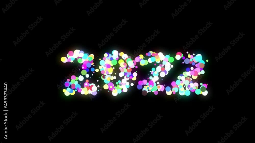 glowing 2022 text or word animation made from motion graphic of actively moving colorful sphere or balloon glowing 2022 text or word animation made from motion graphic of actively moving colorful sphere or balloon