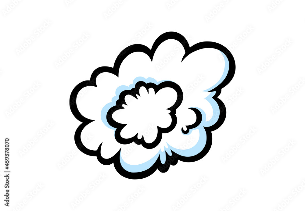 Steam ring in comic style. Round cloud of vapour or smoke. Vector illustration isolated in white background Steam ring in comic style. Round cloud of vapour or smoke. Vector illustration isolated in white background