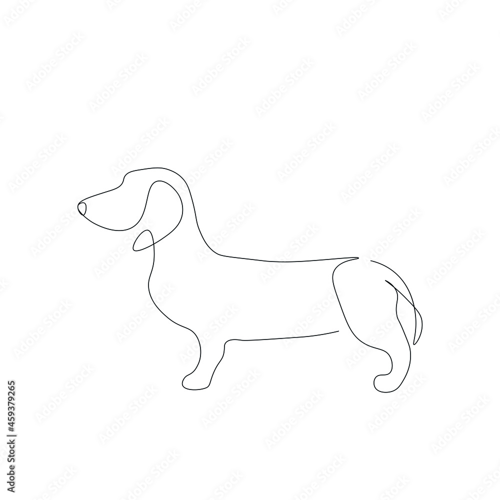 Dog animal silhouette line drawing vector illustration