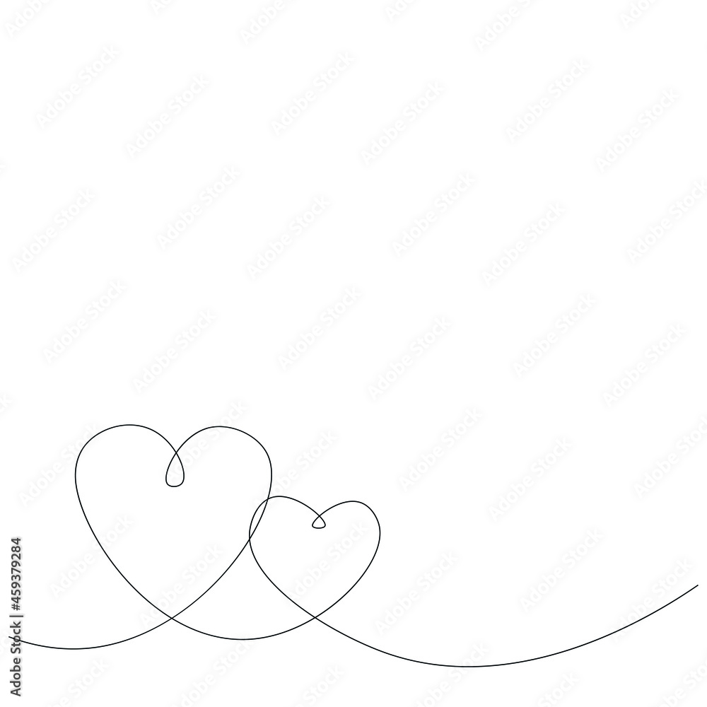 Hearts love line drawing vector illustration