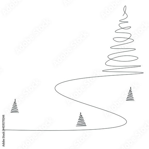 Christmas tree foresr landscape vector illustration photo