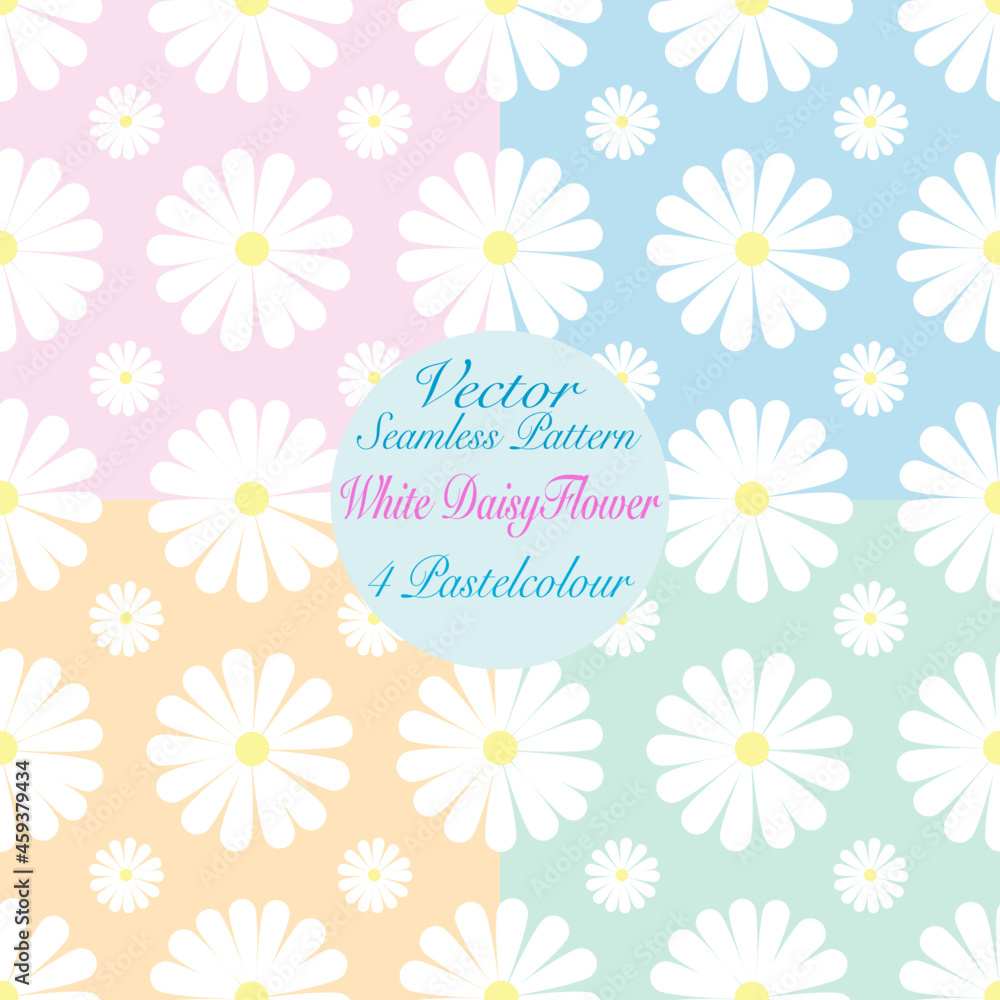 White daisy flower blossom vector seamless pattern illustration