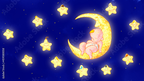 Baby Sleeping on the Moon Twinkle Twinkle Little Star Bedtime Story Song Background Drop