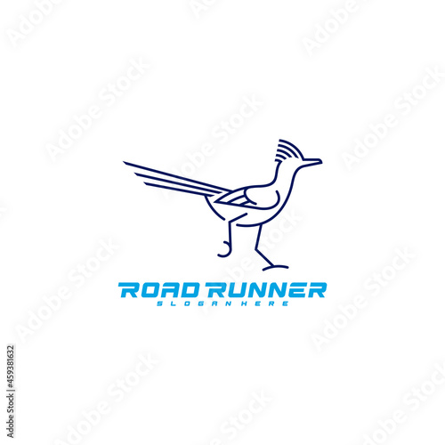 Road runner bird logo vector illustration design template
