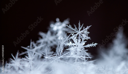 Snowflake On Natural Snowdrift Close Up - Christmas And Winter Background 