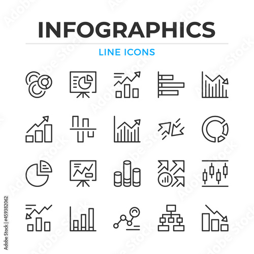 Infographics line icons set. Modern outline elements, graphic design concepts, simple symbols collection. Vector line icons