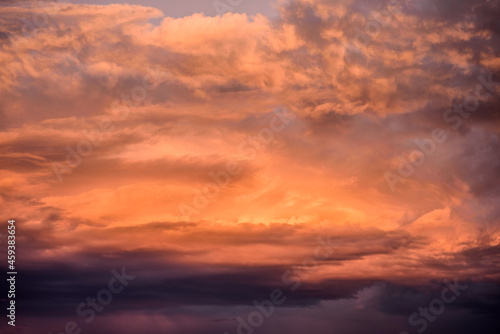 A dark and moody pink cloudy sky over Melbourne, Australia