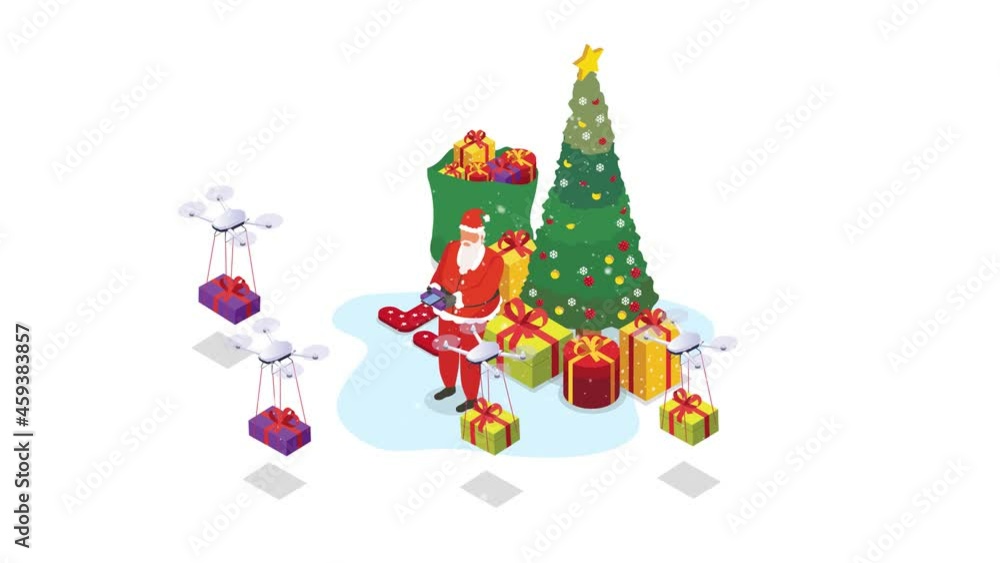 Santa claus using drones to deliver presents Santa claus using drones to deliver presents
